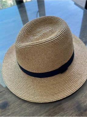Helen Kaminski Natural Straw Fedora with Black Band